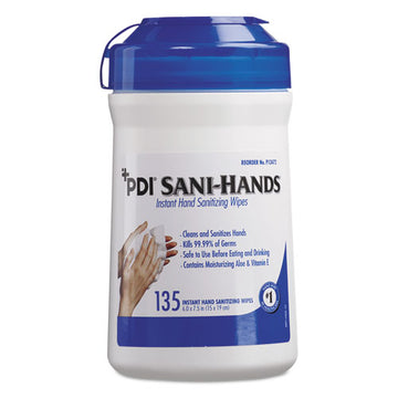 Sani Professional® Sani-hands Alc Instant Hand Sanitizing Wipes, 7.5x6, White, 135-canister,12-ctn freeshipping - TVN Wholesale